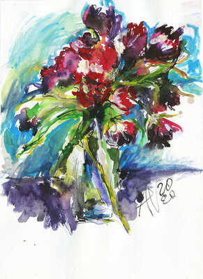 Войно Елена Валерьевна. Букет с красными цветами